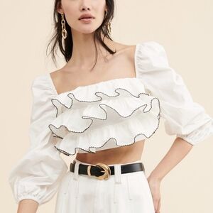 C/MEO Collective White Ruffled Blouse